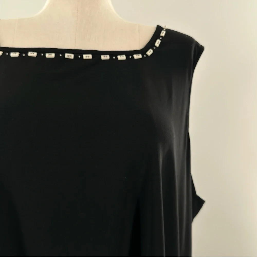 Maggie Barnes womens tank top size 4X 30-32 black beaded coastal grandma